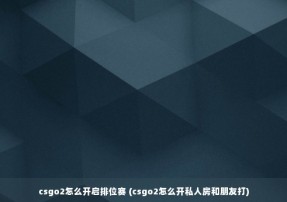 csgo2怎么开启排位赛 (csgo2怎么开私人房和朋友打)