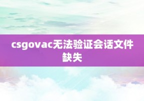 csgovac无法验证会话文件缺失