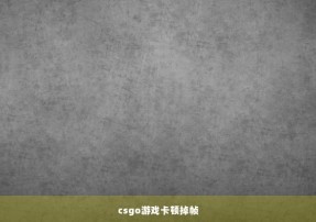 csgo游戏卡顿掉帧