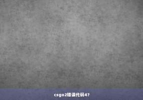 csgo2错误代码4？