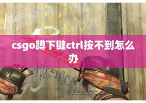 csgo蹲下键ctrl按不到怎么办