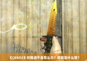 《CSGO2》对局进不去怎么办？原因是什么呢？