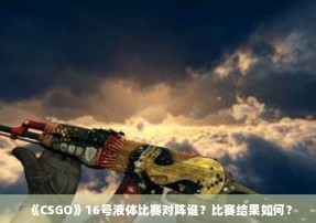 《CSGO》16号液体比赛对阵谁？比赛结果如何？