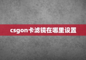 csgon卡滤镜在哪里设置