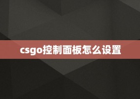 csgo控制面板怎么设置