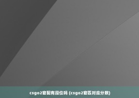 csgo2官配有段位吗 (csgo2官匹对应分数)