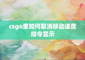 csgo里如何取消移动速度指令显示