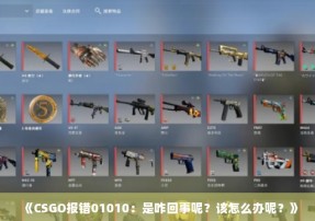 《CSGO报错01010：是咋回事呢？该怎么办呢？》