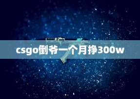 csgo倒爷一个月挣300w