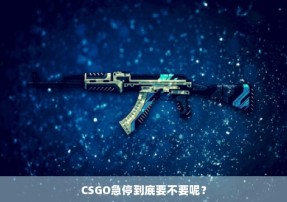 CSGO急停到底要不要呢？