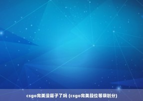 csgo完美没箱子了吗 (csgo完美段位等级划分)