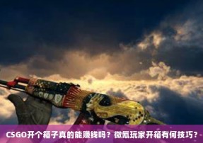 CSGO开个箱子真的能赚钱吗？微氪玩家开箱有何技巧？