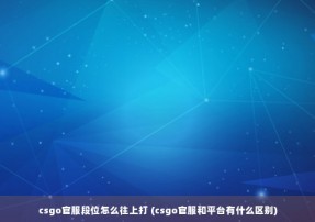 csgo官服段位怎么往上打 (csgo官服和平台有什么区别)