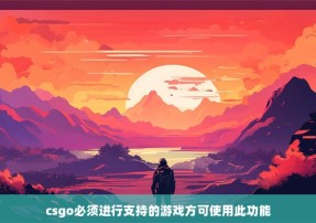 csgo必须进行支持的游戏方可使用此功能