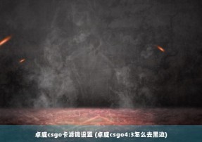 卓威csgo卡滤镜设置 (卓威csgo4:3怎么去黑边)