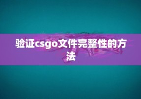 验证csgo文件完整性的方法