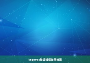 csgovac验证错误如何处理