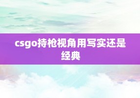 csgo持枪视角用写实还是经典