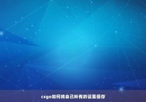 csgo如何将自己所有的设置保存