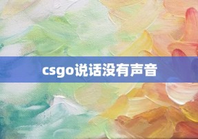 csgo说话没有声音