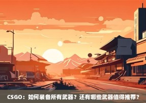 CSGO：如何装备所有武器？还有哪些武器值得推荐？