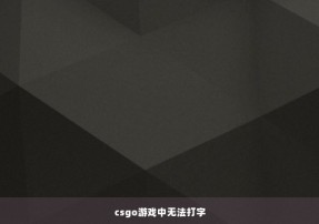 csgo游戏中无法打字