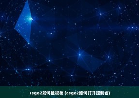 csgo2如何检视枪 (csgo2如何打开控制台)