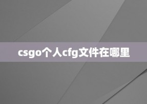 csgo个人cfg文件在哪里