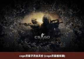 csgo开箱子开出天价 (csgo开箱模拟器)