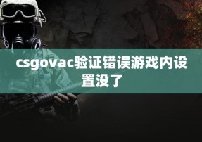 csgovac验证错误游戏内设置没了