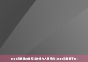 csgo卖武器的钱可以转换为人民币吗 (csgo卖武器平台)