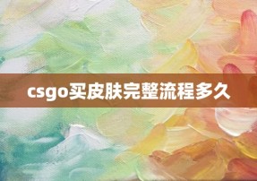 csgo买皮肤完整流程多久