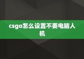 csgo怎么设置不要电脑人机