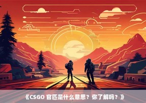 《CSGO 官匹是什么意思？你了解吗？》