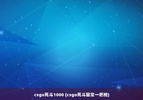 csgo死斗1000 (csgo死斗固定一把枪)