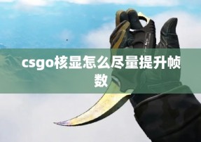 csgo核显怎么尽量提升帧数