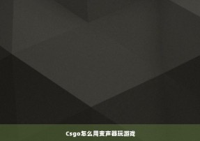 Csgo怎么用变声器玩游戏