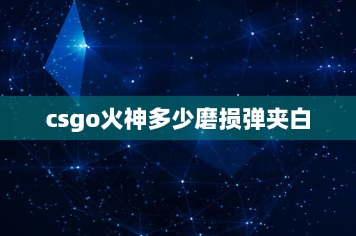 csgo火神多少磨损弹夹白