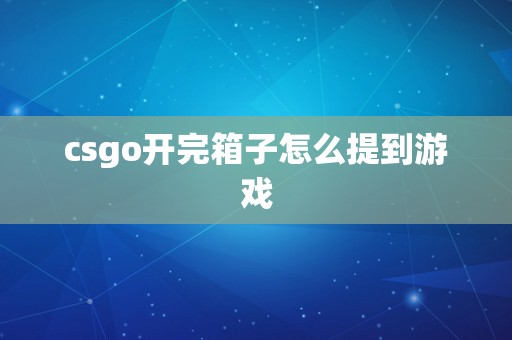 csgo开完箱子怎么提到游戏