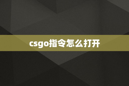 csgo指令怎么打开