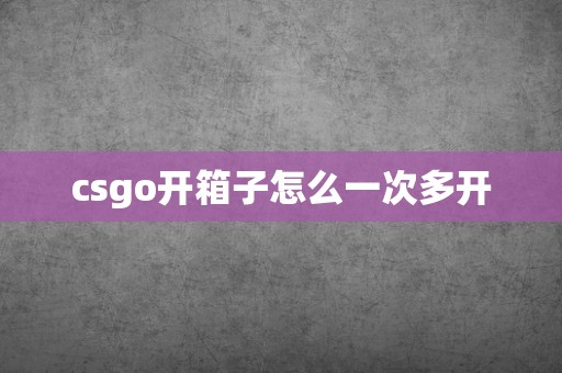 csgo开箱子怎么一次多开