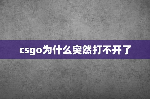 csgo为什么突然打不开了