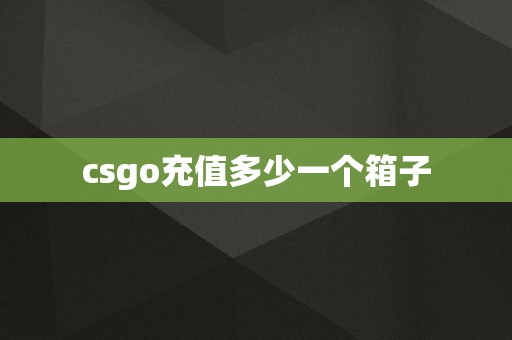 csgo充值多少一个箱子