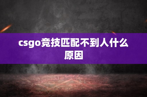 csgo竞技匹配不到人什么原因