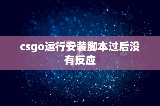 csgo运行安装脚本过后没有反应