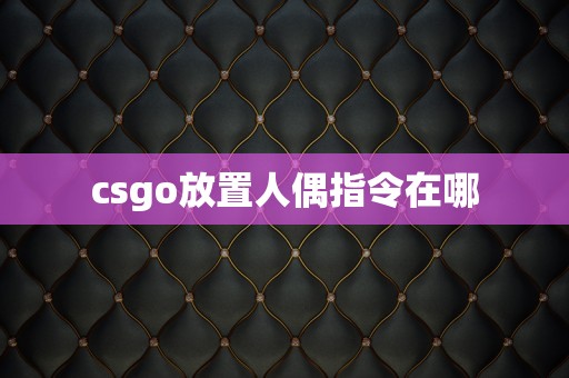 csgo放置人偶指令在哪