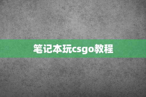 笔记本玩csgo教程