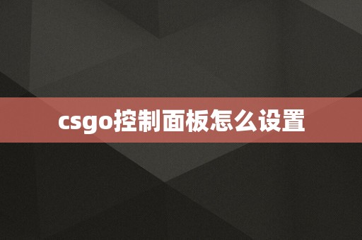 csgo控制面板怎么设置