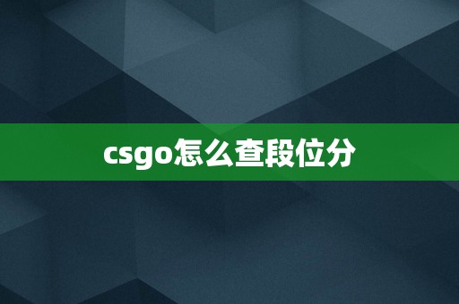 csgo怎么查段位分