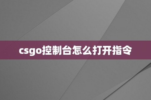 csgo控制台怎么打开指令